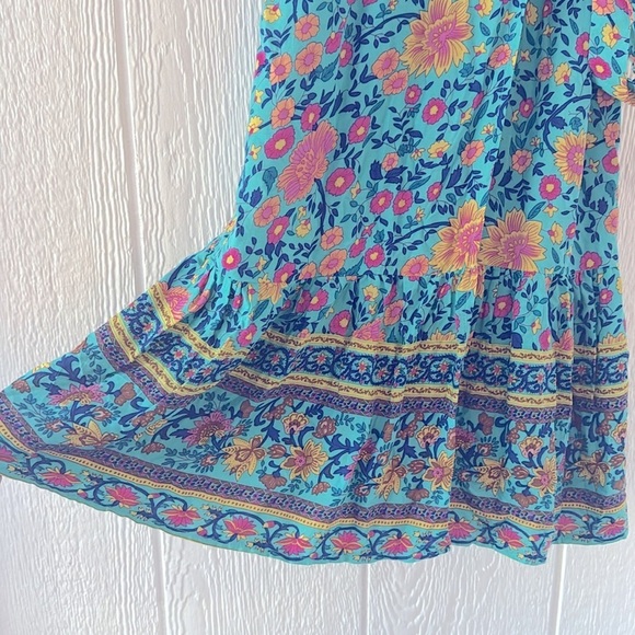 Summer Wrap V Neck Dresses Bohemian Floral Print Ruffle Swing XL - Picture 5 of 14